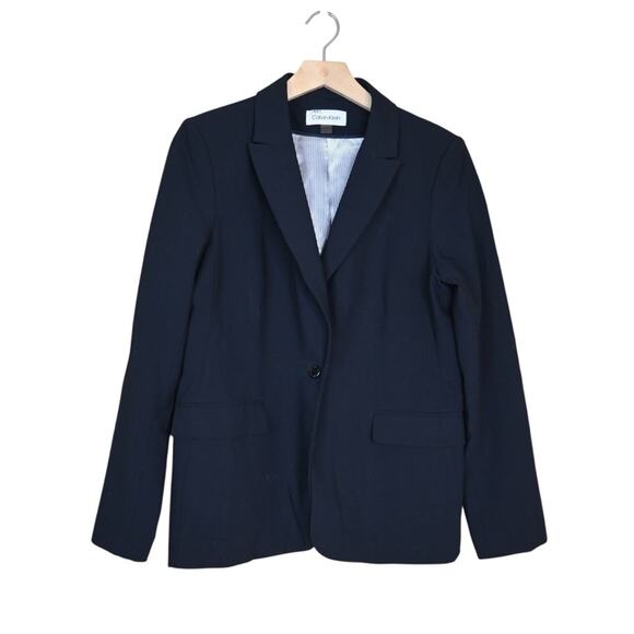 Calvin Klein Women's 12 Black One Button Front Lined Blazer - Picture 1 of 8